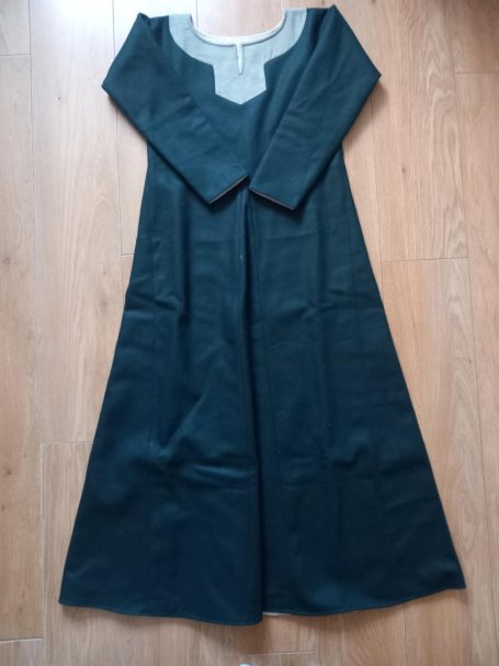 Wool Viking kirtle with linen lining, authentic early medieval Norse reenactment clothing.