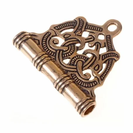 Bronze Viking needle box in Jelling style, inspired by early medieval finds.